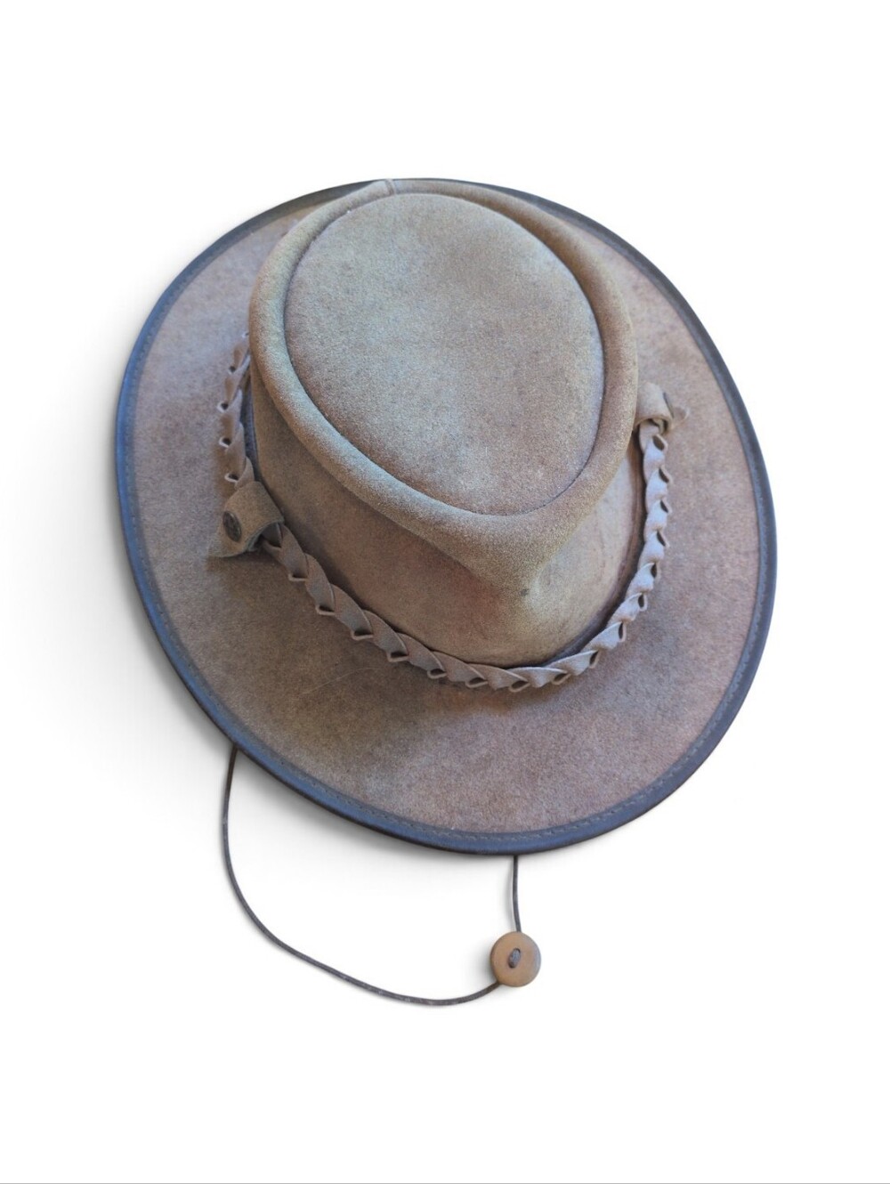 Men's BC Hat Brown Suede Outback Hat with Chin Strap